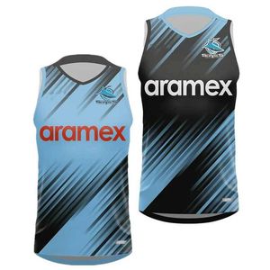 Dostosowywanie 2024 Cronulla Sharks Training Singlet Rugby Jersey - Rozmiar męski S -5xl Drukuj Numer Numer Niestandardowy