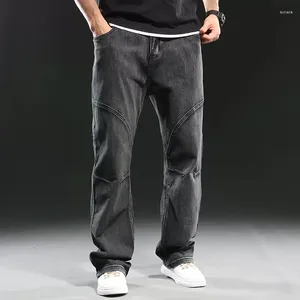 Pantaloni in jeans patchwork jeans grigio maschili più taglia 44 pantaloni dritti sciolti