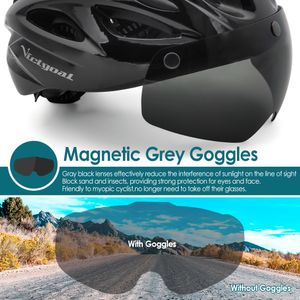 VICTGOAL Vuxen Goggle Bike Helmet With LED Light Men Women Cykelhjälm Mtb Road Bike Cycling Scotter E-Bike Free Size