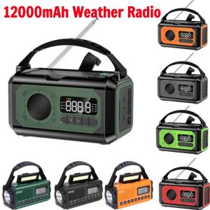 Radio 12000MAH AM/FM/NOAA Weather Radio med 2 solpaneler Solar Handvev Portable Emergency Radio Reading Lamp för utomhuscamping