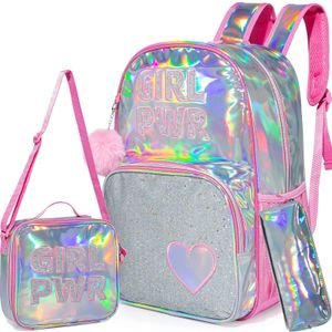 Backpack for Girls School Mackpacks Kids Clear Bookbag Bolsa de jardim de infância elementar dos alunos da bolsa de viagem em tamanho real com lancheira 240328