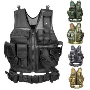 Utomhus militär träning CS Multi-Pocket Tactical Molle Vest Airsoft Combat Armor Mens Hunting Paintball Police Security Vest