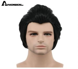 ANOGOL Gaston High Temperature Fiber Long Black Synthetic Cosplay Wig for Men Halloween Costume Party8255683