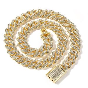 18mm Hip Hop Cuban Link Chain Halsband 18K Real Gold Plated rostfritt stål Fashion Metal Halsband för Men208E