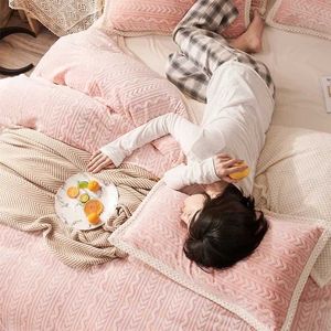Blankets Winter Thickened Double Layer Beibei Plush Blanket Solid Color Bed Sheet Dual Use Duvet Cover