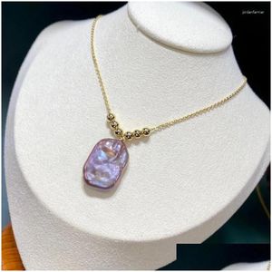 Hänghalsband naturliga sötvatten barockformade färgfonder pearl purple lila droppleverans smycken hängen dhgoc