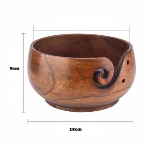 6inch Wooden Yarn Bowl Handmade Wood Bowl for knitting and Crochet Yarn Ball, Thread, Knit Needles Holder, Storage