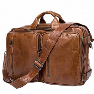 hot Sale Men's Leather Briefcase Bag for Document Laptop s 14 Busin Menger Computer Totes d6rH#