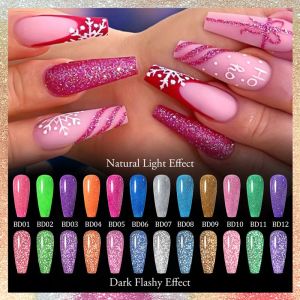 12pcs/kit Venalisa Reflective Frash Nails Gel Polish Glitter Color French Nail Art Gel Pigment Soak Off UV LED Nail Art Manicure