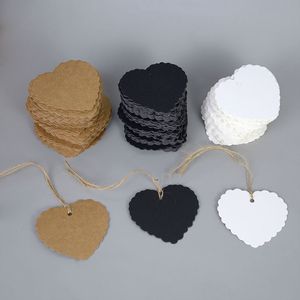 100pcs Heart Shaped White Black Brown Kraft Paper Tags Gardening Labels DIY Festival Party Wedding Note Blank Craft Gift Tag