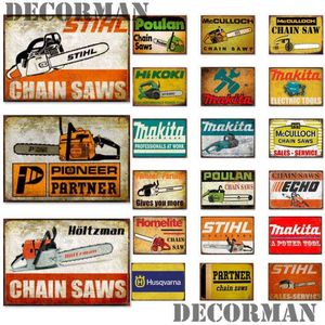 Mike86 CHAIN SAWS Metal tin sign Wall Plaque Retro Power TOOL Poster Painting Pub Decoration LTA-2037 20 30 CM H11103068