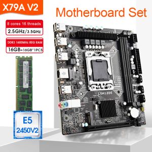 Placas -mãe x79 av2 placa -mãe LGA 1356 kit cpu Intel Xeon E5 2450 V2 16GB 1600MHz RECC RAM M.2 NVME Motherboard Processor and Memory Kit