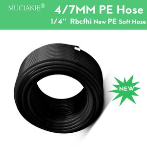 Muciakie 50m 100m 1/4 '' PE Tubing Id 4mm od 6,35 mm 4/7mm Tubo de água Baixa pressão Sistema de neblina Sistema de filtro de água