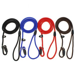Pet Dog Nylon Rope Training Leases Slip Lead Strap Justerbar dragkrage Hundar Ropar levererar 0,6*130 cm