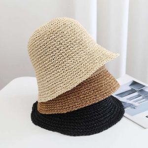 Internet Famous Woven Straw Women, Fresh Beach Shading and Sun Protection for Children, Korean Version of Trendy Small Brimmed Fisherman Hat