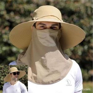 Cappello di protezione da pesca per maschera per la faccia estiva maschile, cappello da sole dell'erba all'aperto del pescatore, grande tonalità brima