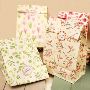 12 pezzi sacchi regalo di carta fiori con ringraziamento adesivo di carta artigianato di caramelle sacchetti di carta da imballaggio per la festa di compleanno