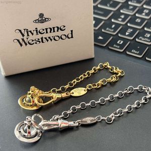 디자이너 Viviane Westwood Empress Dowager Saturn Small 6mm 투명 구슬 팔찌 여성 클래식 3D 행성 UFO 핸드 피스 하이 에디션