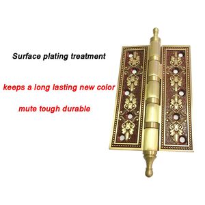 1Pcs Luxury Crown Head Door Hinges Solid Brass Thick Flat Rose Gold Heavy Duty Mute Villa Gate Copper Hinge Hardware Accessories