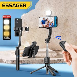 Sticks Essager portátil Selfie Bust dobrável sem fio Bluetooth Selfie Bet Tripé com lâmpada leve de preenchimento para Android iOS Tiktok