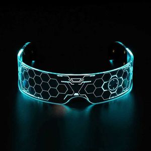 LED RAVE zabawka kolorowe cybernetyki punkowe okulary LED El Wire neon impreza świetliste okulary szklanki entuzjastyczne kostium imprezowy