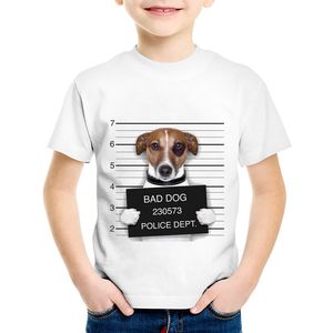 Polícia de cachorro impressa as camisetas gráficas, animais engraçados, roupas de idade, cachorro, cachorro, pug bulldog, tees de verão, garotas, garotas, camiseta para meninos