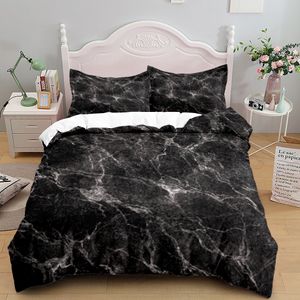 Conjunto de cama de mármore de luxo Abstract Blue Gold Duvet Capa Conjunto de travesseiros Queen King Tamanho Nórdico Designer Nórdico Tampe Têxtil caseira