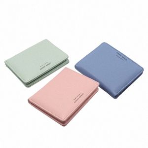 Lettera semplice da donna Portafoglio corto bifold, supporto per carta di credito versatile di colore solido sottile, frizione casual e fidabile G52Z#