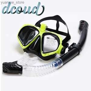 Diving Masks Snorkeling Mask Diving Equipment Scuba Diving Supplies with Swimming Tube Anti-fogging Waterproof Soft Silicone Glasses Masks Y240410