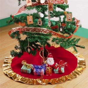 Gonne dell'albero di Natale rosso peluche Furx Furx tappeto di Natale Ornamenti del pavimento di buon Natale Decorazioni per alberi di Natale di Capodanno