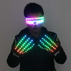 Migające rękawiczki świeci 360 tryb LED Rave Light Finger Lighting Mitt Party Zapasy świecących w rękawicach okulary imprezowe wystrój