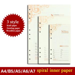 Notebooki A4/B5/A5/A6/A7 Papier do notebooka Planner Pierścień Binder Losy Laf Paper z linią puste strony