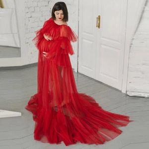 Vestidos casuais 2024 Restas de tule vermelho pássaros personalizadas fez qualquer vestido de maternidade colorido para vestido de tiro de PO