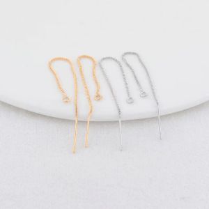 10pcs 80mm 14Kゴールドカラーメッキブラススタッドイヤリングライン接続チェーンDIYジュエリー調査結果アクセサリー卸売