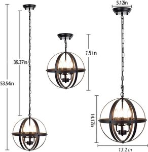 Ganeed Anhänger Innenleichter kreatives Metall Rundes Vintage Hanging Lampe Retro Kronleuchter Kugelkettenleuchte Chrom-C