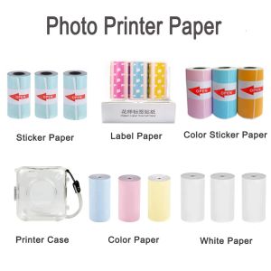 Printers 6 Rolls White Thermal Paper Color Label Paper Transparent Sticker Paper For PeriPage PAPERANG Phomemo Photo Printer