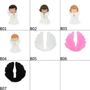 1Pc Angel Feather Wing Cake Toppers for Baby Shower Wedding Birthday Party Valentine's Day Anniversary Cake Top Decora Supplies