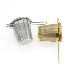 Mesh Tea Infuser återanvändbar te -sil tekanna rostfritt stål Löst teblad krydda filter vikta handtag dricker kök verktyg