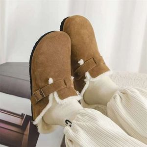 Дизайнерские тапочки для дизайнера Birkinstock Outlet Boken Shoes с плюшевой круглой головой для женщин осень осень и зимние бездельники