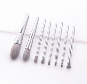 8pcs elegant silver handle makeup brush set gray hair foundation eyeshadow cosmetic Make Up brush set kit flame brush Beauty Tools2019614