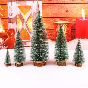 LED Mini Christmas Tree with String Lights 15 20 25 30CM Small Artificial Sisal Snow Christmas Tree New Year Home Decor Gifts