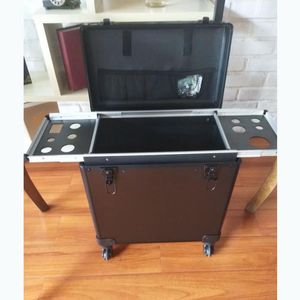 Professionell frisör Suitcase Barber Scissors Holster Trolley Tool Box Stora kapacitetsbagage med hjul Hårstylistfodral