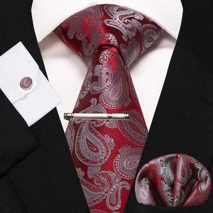NECK TIES KAMBERFT NOWOŚĆ klasyczne jedwabne męskie krawat czerwone i złote paski męskie rączka mankiety