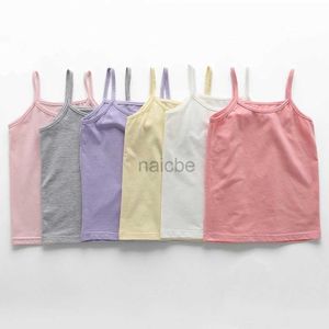 T-shirts Summer Girls String Strappy Tops Tshirt Baby Children Women Cotton Camisole T-shirt Kids Sleeveless Vest Cotton Tank Top 2024 240410