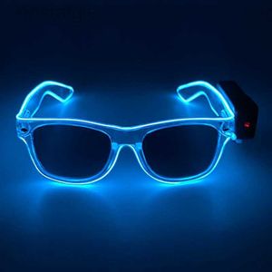 Led Rave Toy Wireless LED Neon Party blinkande glasögon El Wire Glowing Luminous Glow Solglasögon Nyhetsgåva Bright Light Supplies 240410