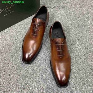 Berluti herr klänningskor läder oxfords skor berlut nya herr venezia kalv läder polerade oxford skor krokodil goodyear formella läderskor hbnv xhb1