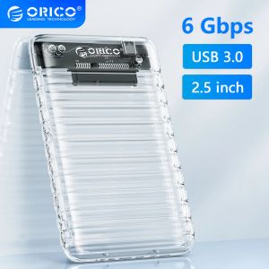 Enclosure ORICO 2.5" inch SSD HDD Enclosure SATA USB A 3.0 Type C External Case HD Storage Box Hard Drive Disk Cover Clear Crystal Pack 3