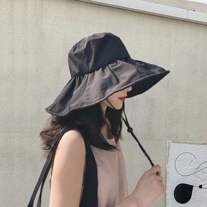 Black Rubber Sunshade for Women, Summer Face Covering, Large Brim Sun Proof Hat, Outdoor Cycling and Fisherman Hat