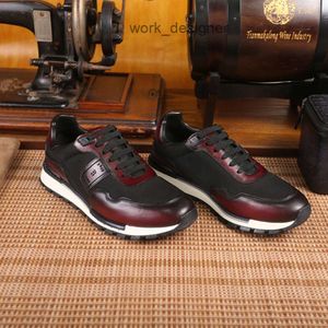 berluti High end mens sports leather shoes with hand-painted genuine cow leather upper pure handmade for hiking and running VR74