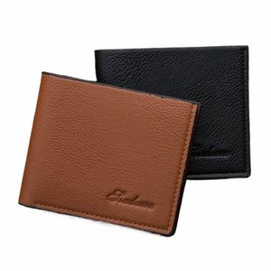 新しいFi Men Short Wallet PU Leather Small Mey Bag Ultra-Thin Wallet ID Bank Card Card Holder Small Coin Purse Wholesale V8DX＃